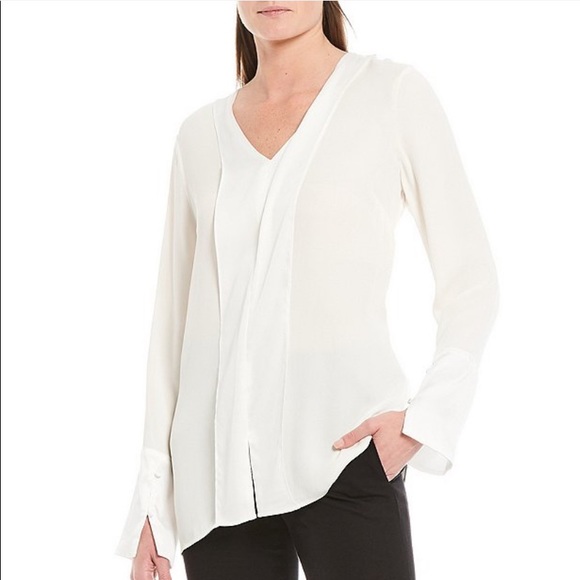 Donna Karan New York Long Sleeve Georgette Blouse - Picture 1 of 2